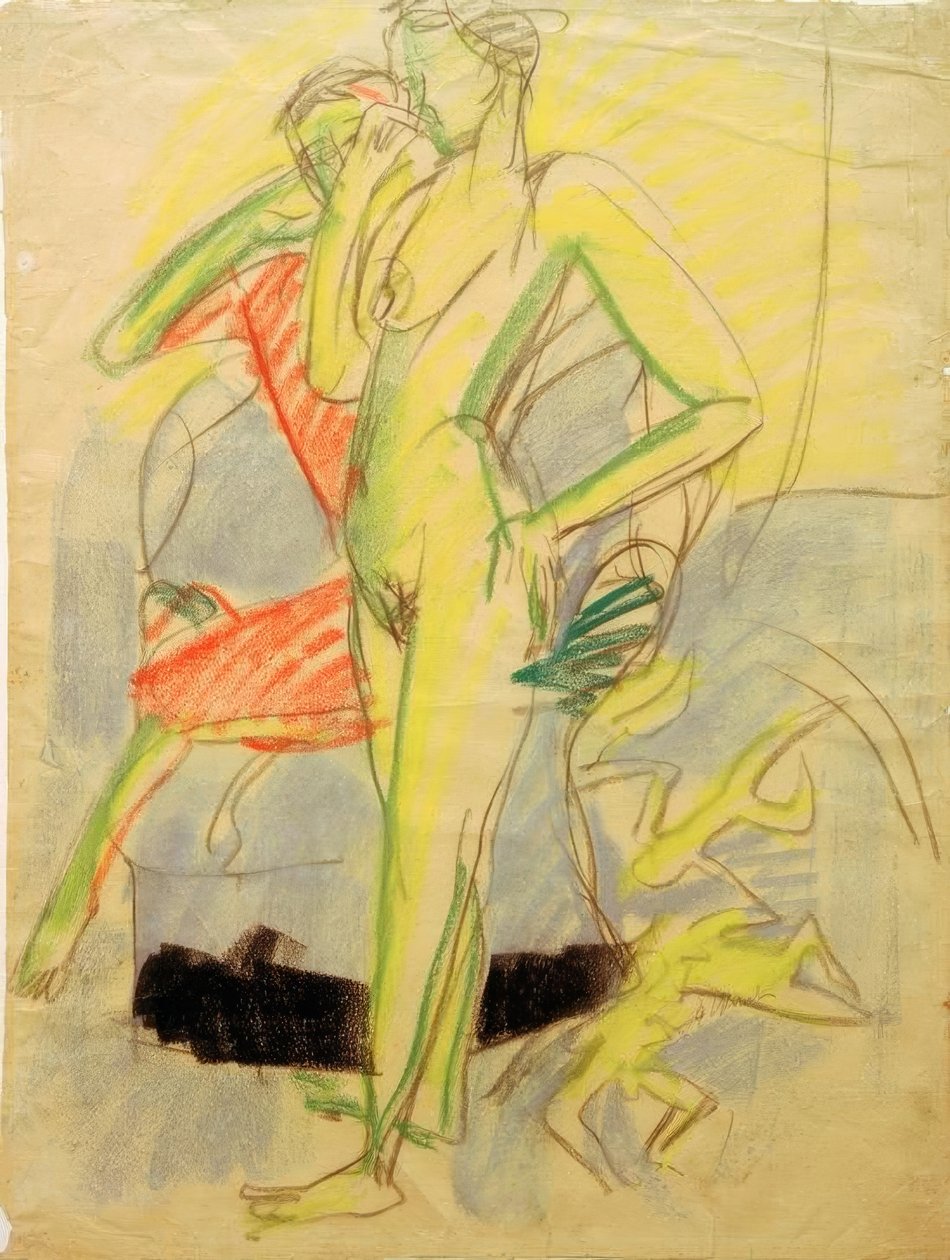 Twee figuren in de ruimte door Ernst Ludwig Kirchner