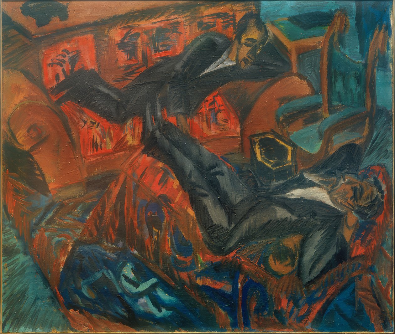 Twee vrienden in gesprek door Ernst Ludwig Kirchner