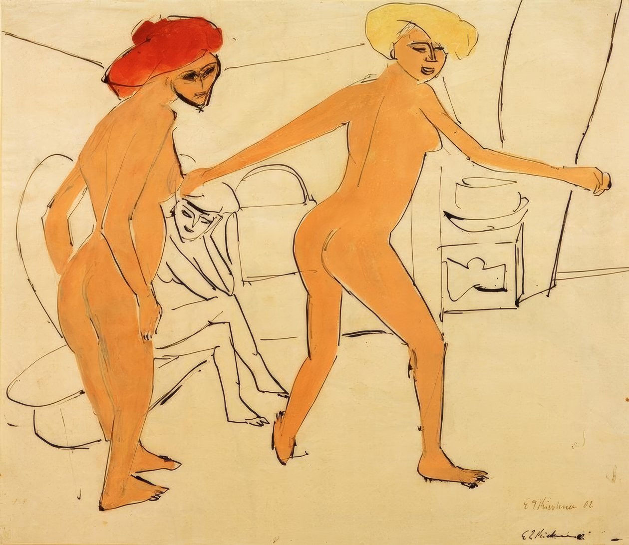 Twee naakte dansers door Ernst Ludwig Kirchner