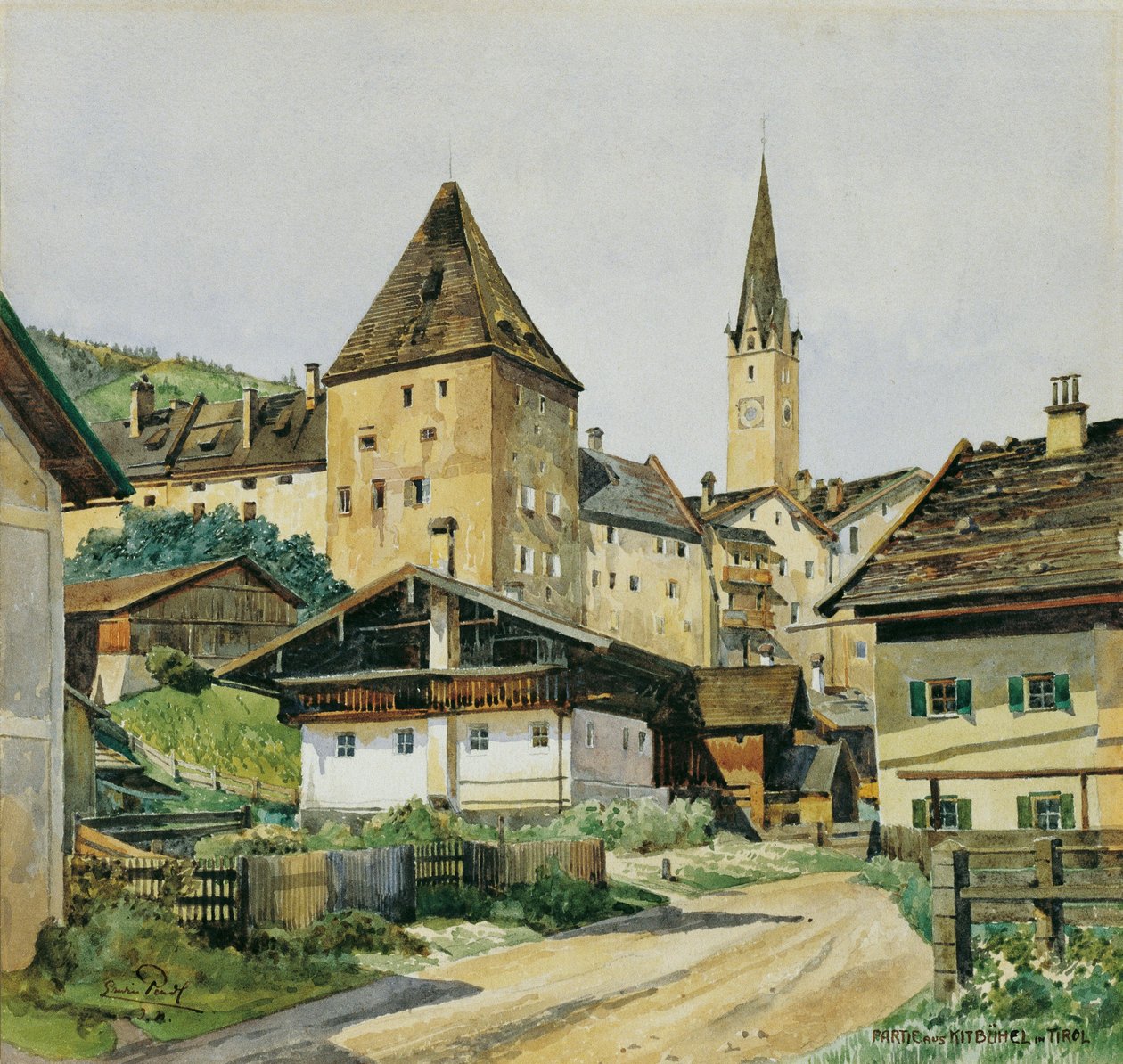 Stad en zorgtoren in Kitzbühel door Erwin Pendl