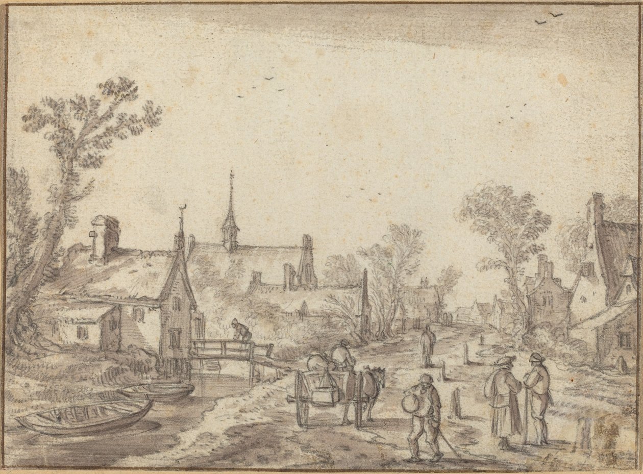 De Dorpsstraat door Esaias van de Velde I