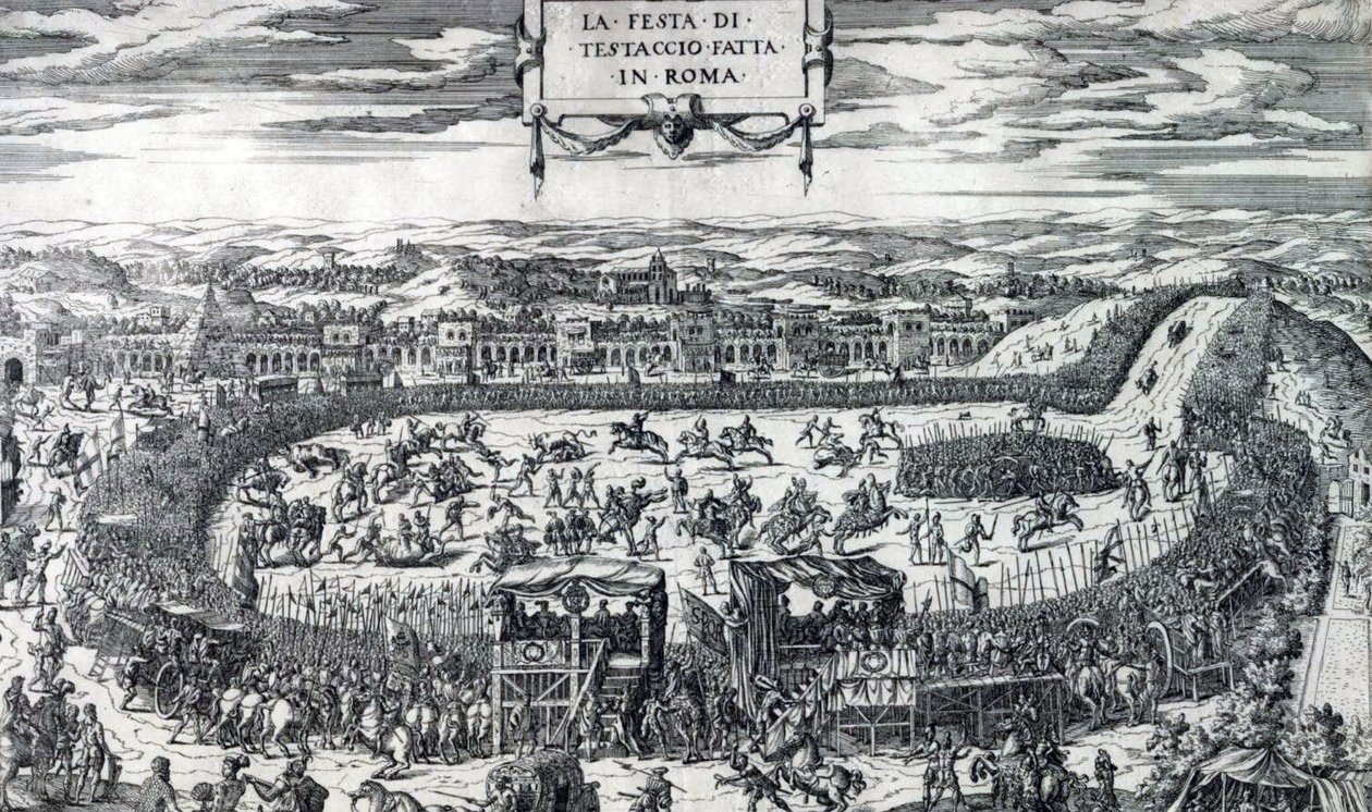 Dupérac Feest van Testaccio 1554 door Etienne Duperac