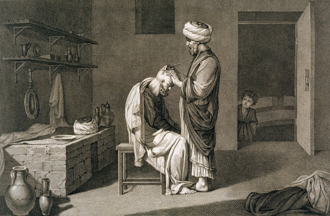 De kapper, 1822 door Etienne Frederic Lignon