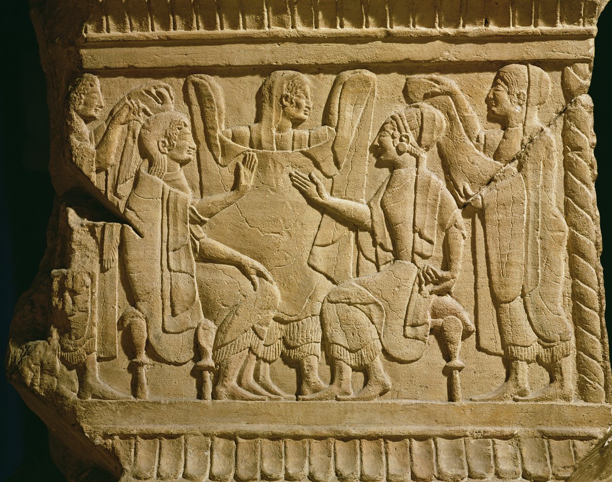 Reliëf dat een Gynaeceum-scène Afbeeldt door Etruscan