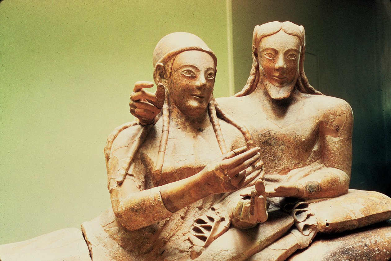 Sarcophagus van de echtgenoten, uit Cerveteri (detail) door Etruscan