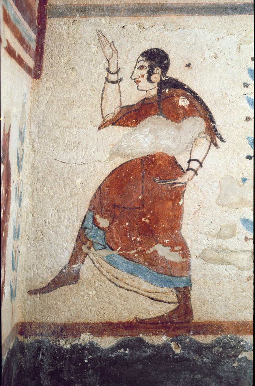 Een danseres (fresco, detail, 530 v.Chr.) door Etruscan