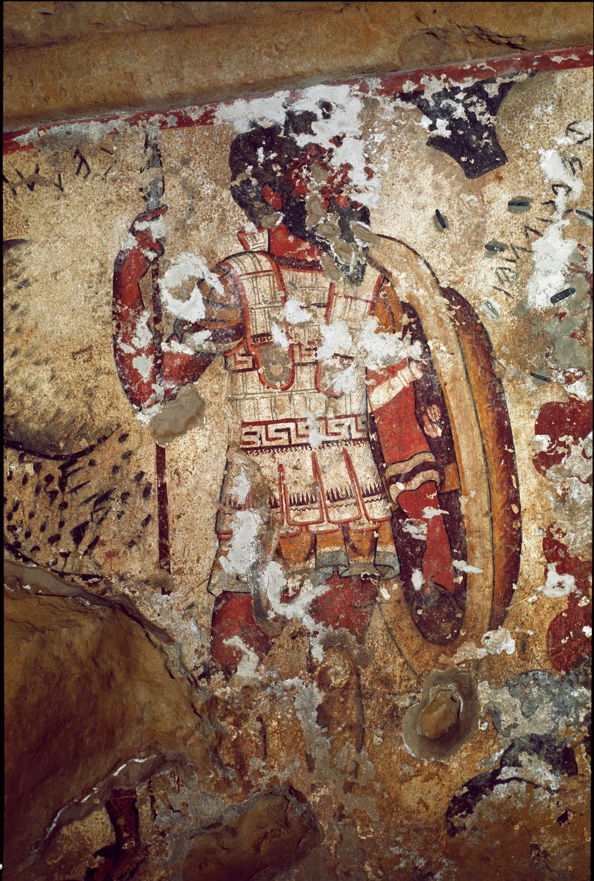 Een krijger (fresco, 4e eeuw v.Chr.) door Etruscan
