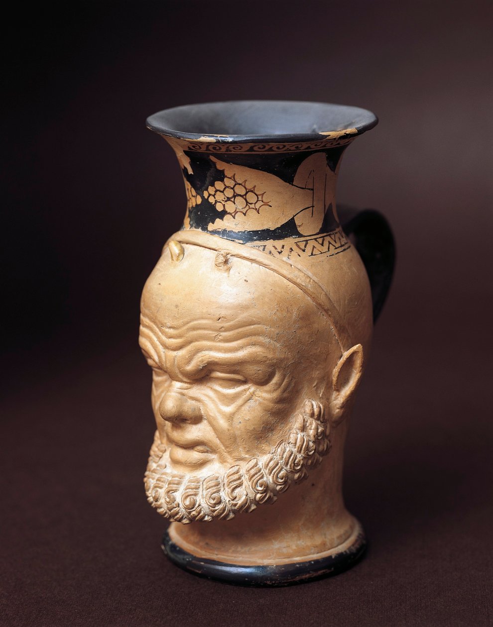 Etruskische beschaving, vaas met gezicht van Silenus door Etruscan