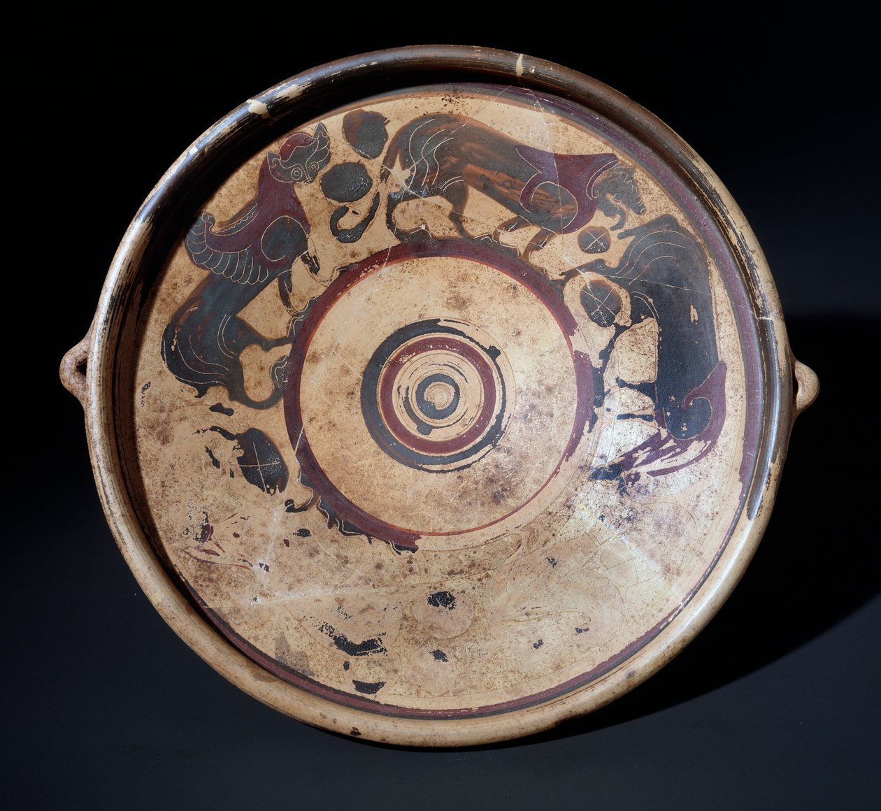 Terracotta plaat die dieren voorstelt, 600-590 v.Chr. door Etruscan