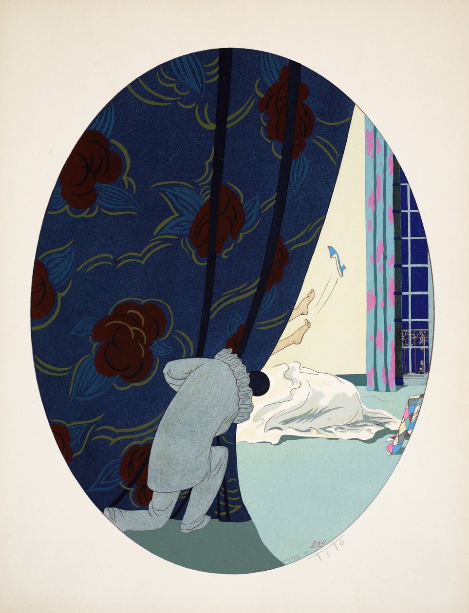 De vijf zintuigen - Het gehoor, het zicht, de geur, de tast en de smaak, gepubliceerd Parijs, 1925 door Ettore Tito