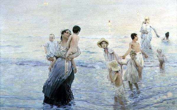 Juli (Op het strand) door Ettore Tito