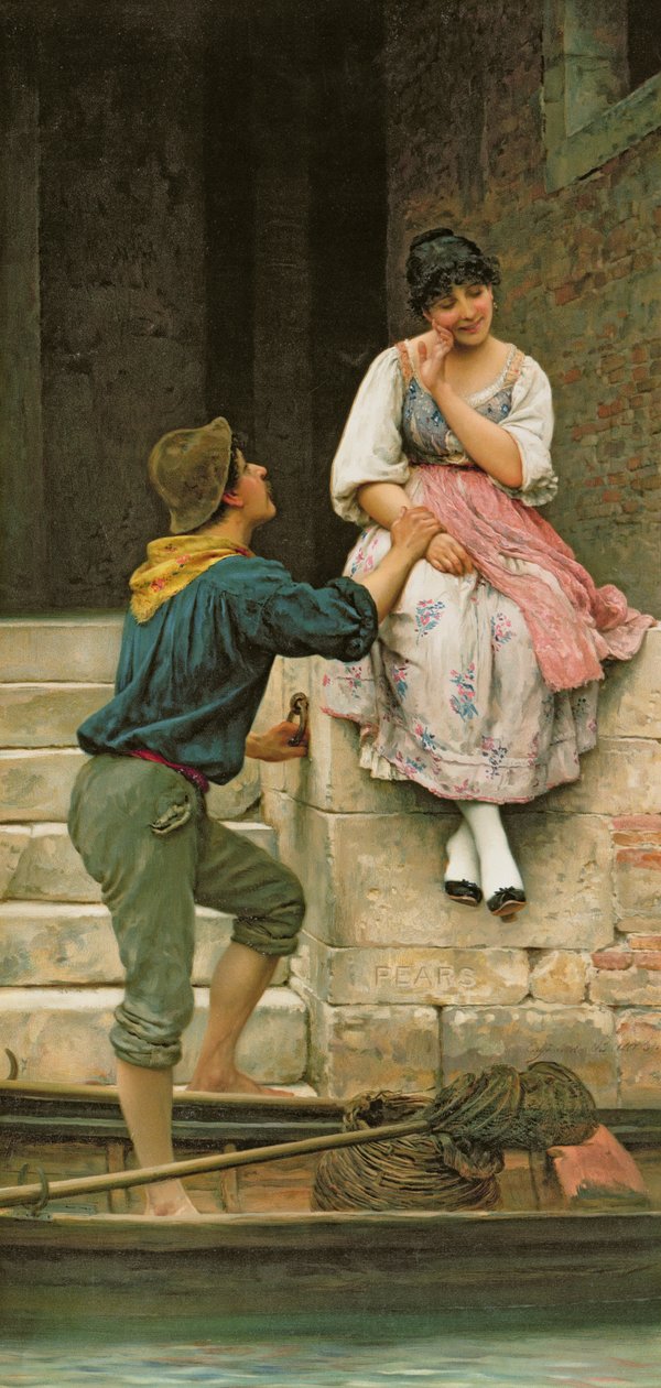 Het hof van de visser, uit de Pears Annual, Kerstmis, 1894 door Eugen von Blaas