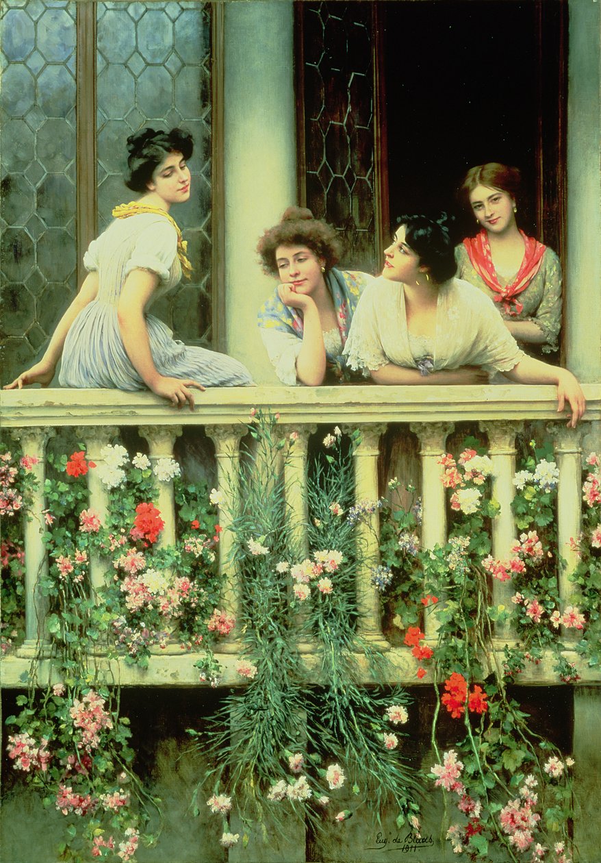 Het balkon, 1911 door Eugen von Blaas