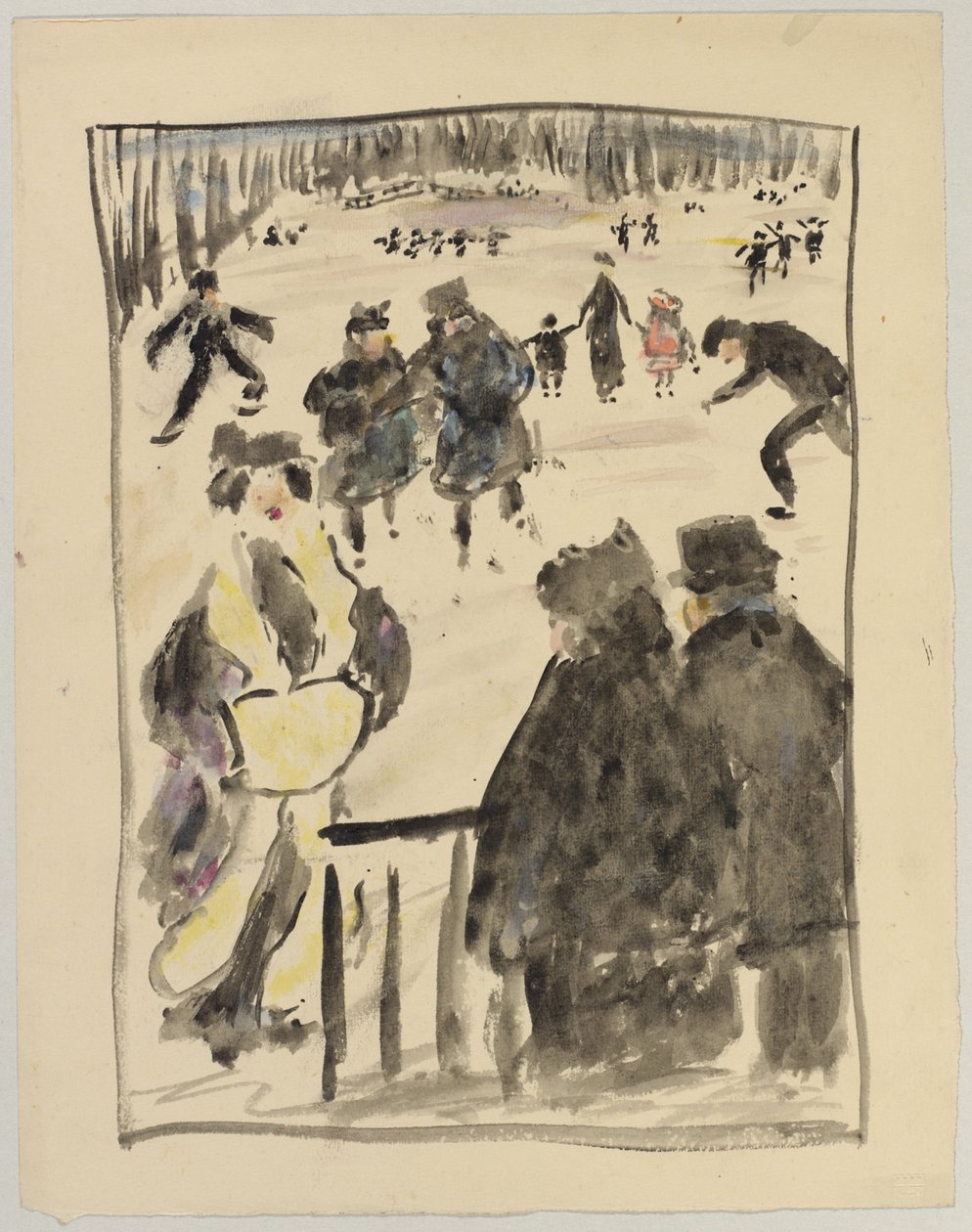 Winterlandschap (schaatsers op het ijs) door Eugen von Kahler