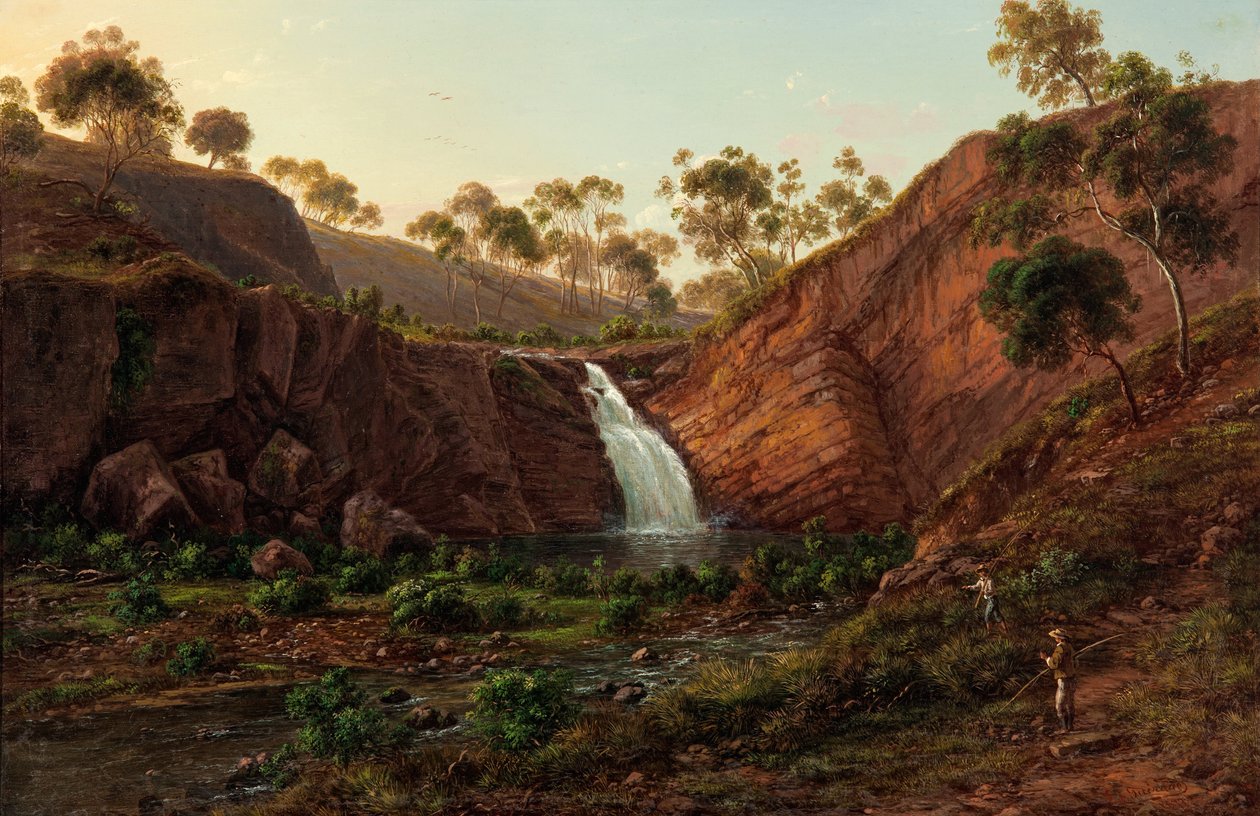 Waterval aan de Clyde River, Tasmanië door Eugene von Guérard