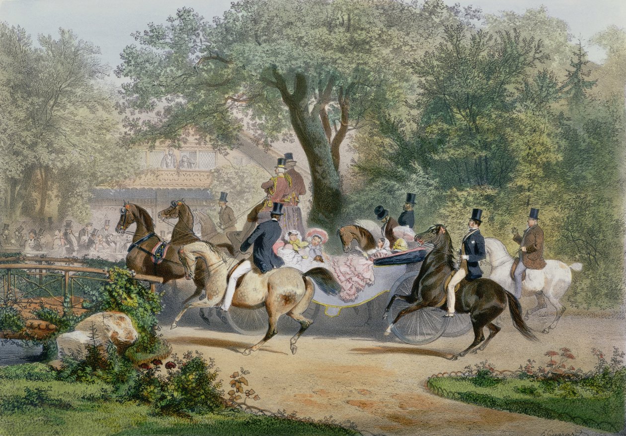 Promenade au Bois door Eugene Charles Francois Guerard