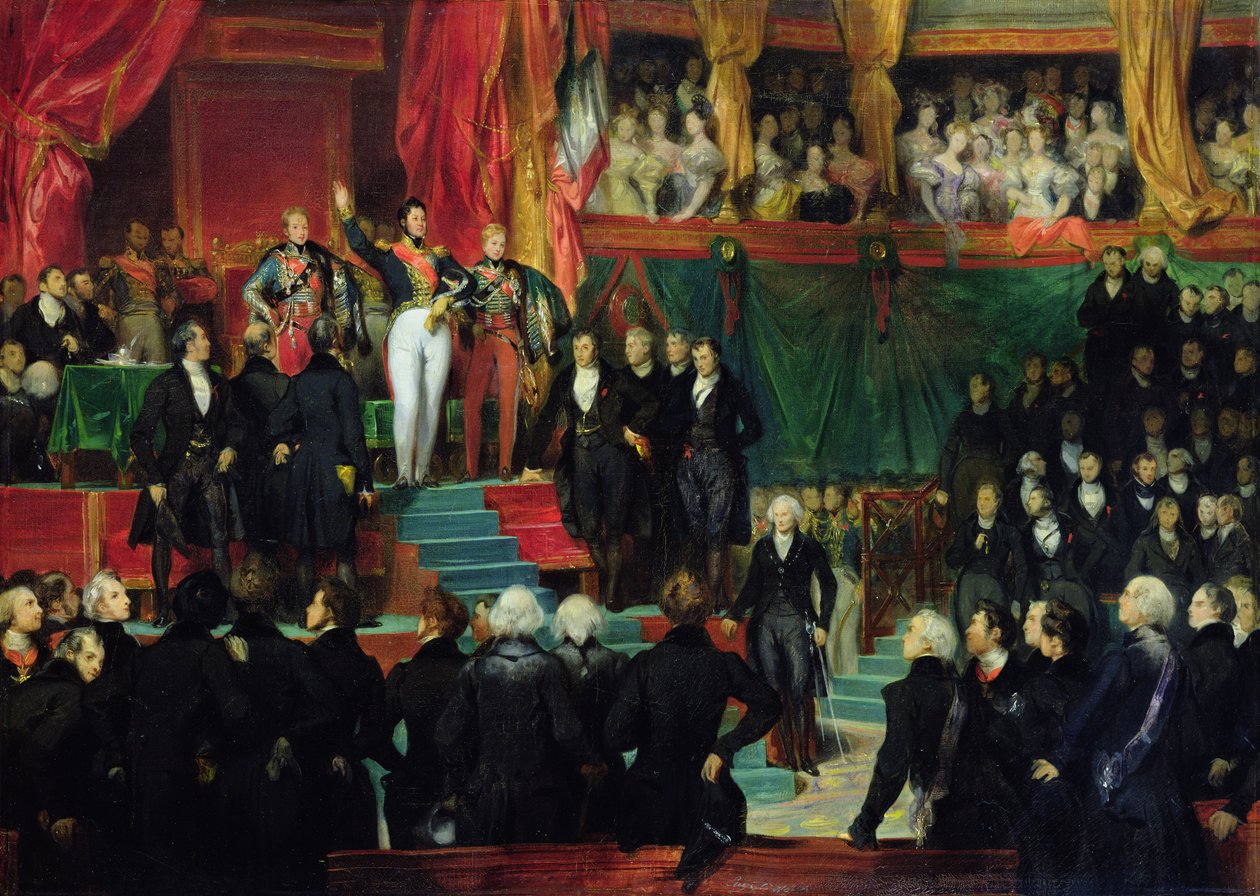 Louis-Philippe (1773-1850) wordt beëdigd als koning voor de Kamer van Afgevaardigden, 9 augustus 1830 door Eugene Deveria
