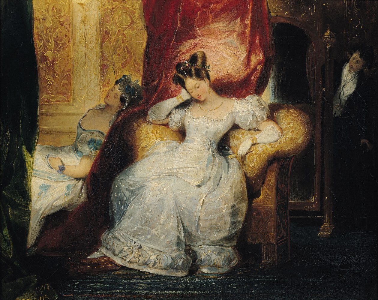 Zittende jonge vrouwen, 1827 door Eugene Deveria