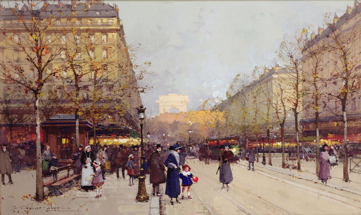 Les Champs Elysees, Parijs door Eugene Galien Laloue