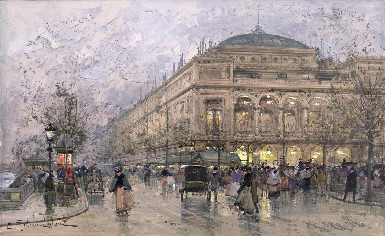 Parijse Straatscène door Eugene Galien Laloue