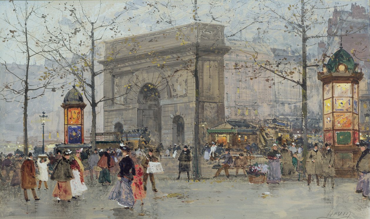 Straatscène in Parijs door Eugene Galien Laloue