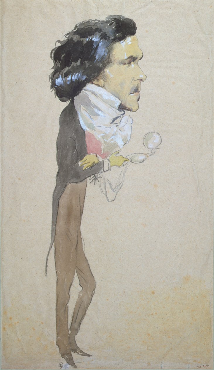Karikatuur van Eugene Delacroix (1798-1863) door Pierre François Eugène Giraud