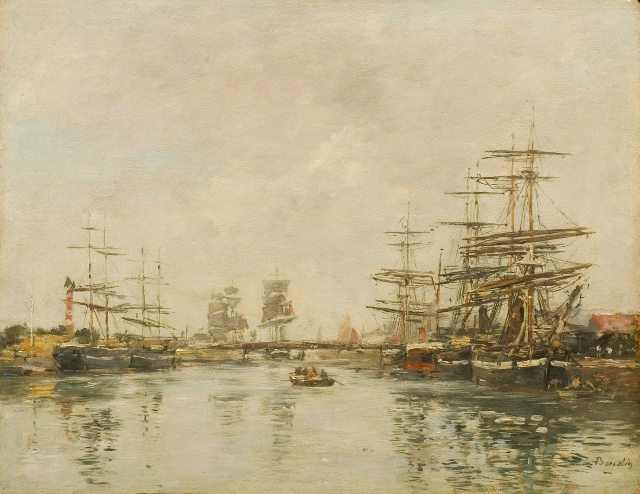 Haven van Honfleur door Eugene Louis Boudin
