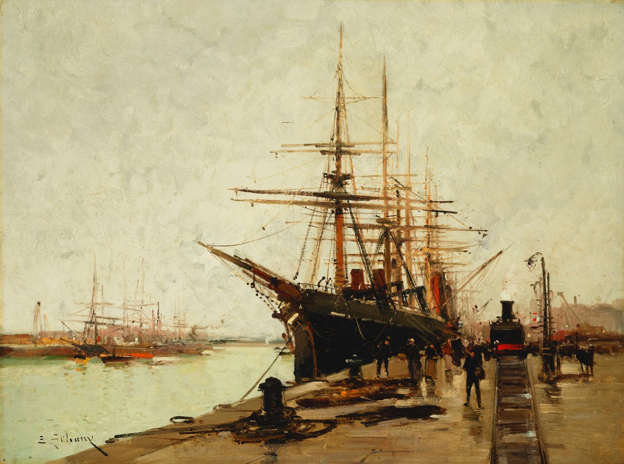 Een Haven door Eugene Galien Laloue