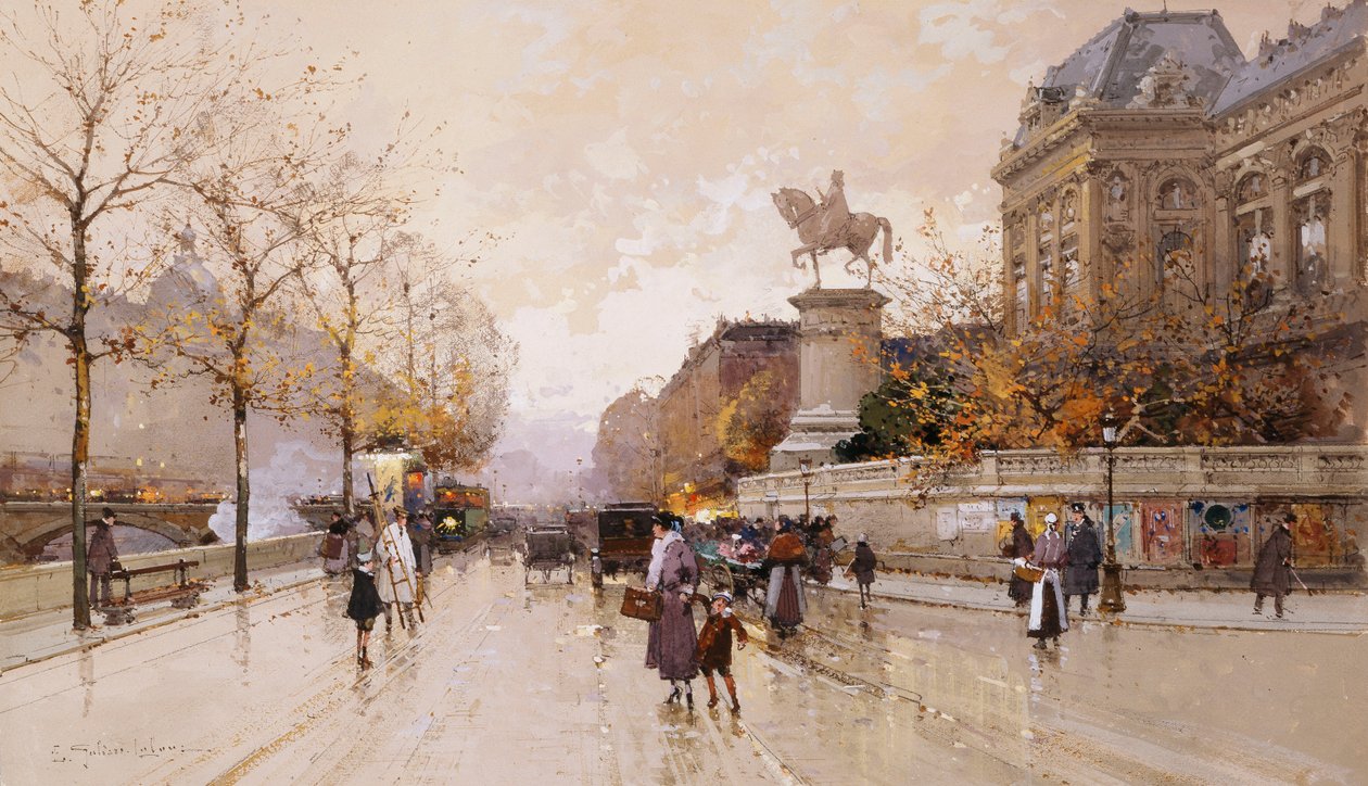 Een Straatscène in Parijs door Eugene Galien Laloue
