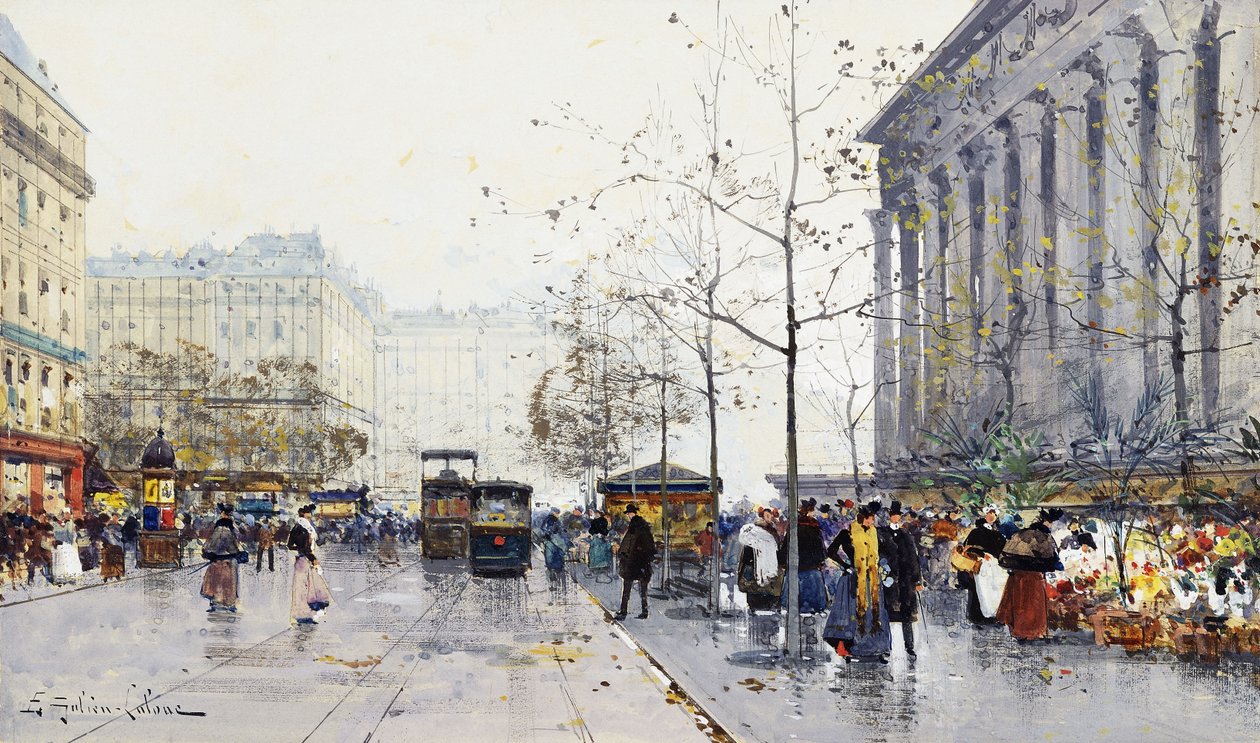 La Madeleine, Parijs door Eugene Galien Laloue