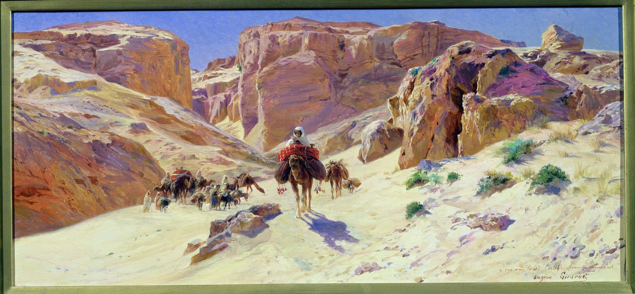 Karavaan in de woestijn door Eugene Alexis Girardet