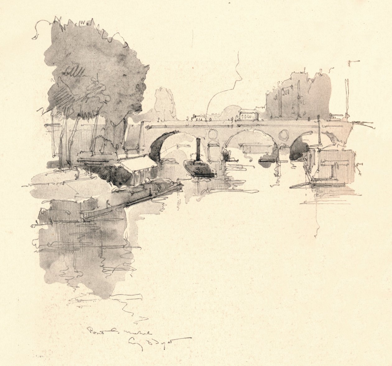De Pont St Michel, 1915 door Eugene Bejot