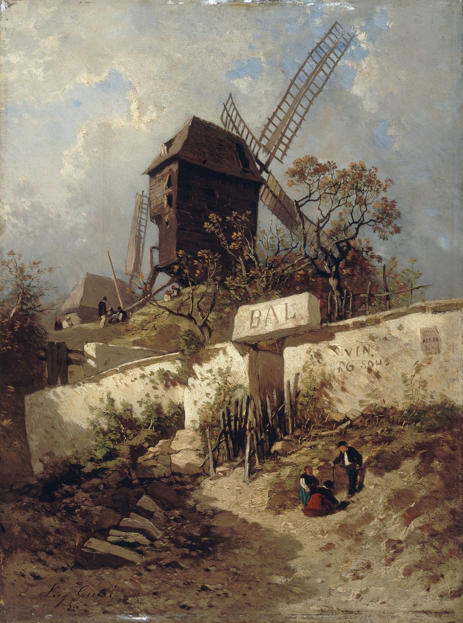 De Moulin de la Galette in Montmartre door Eugene Ciceri
