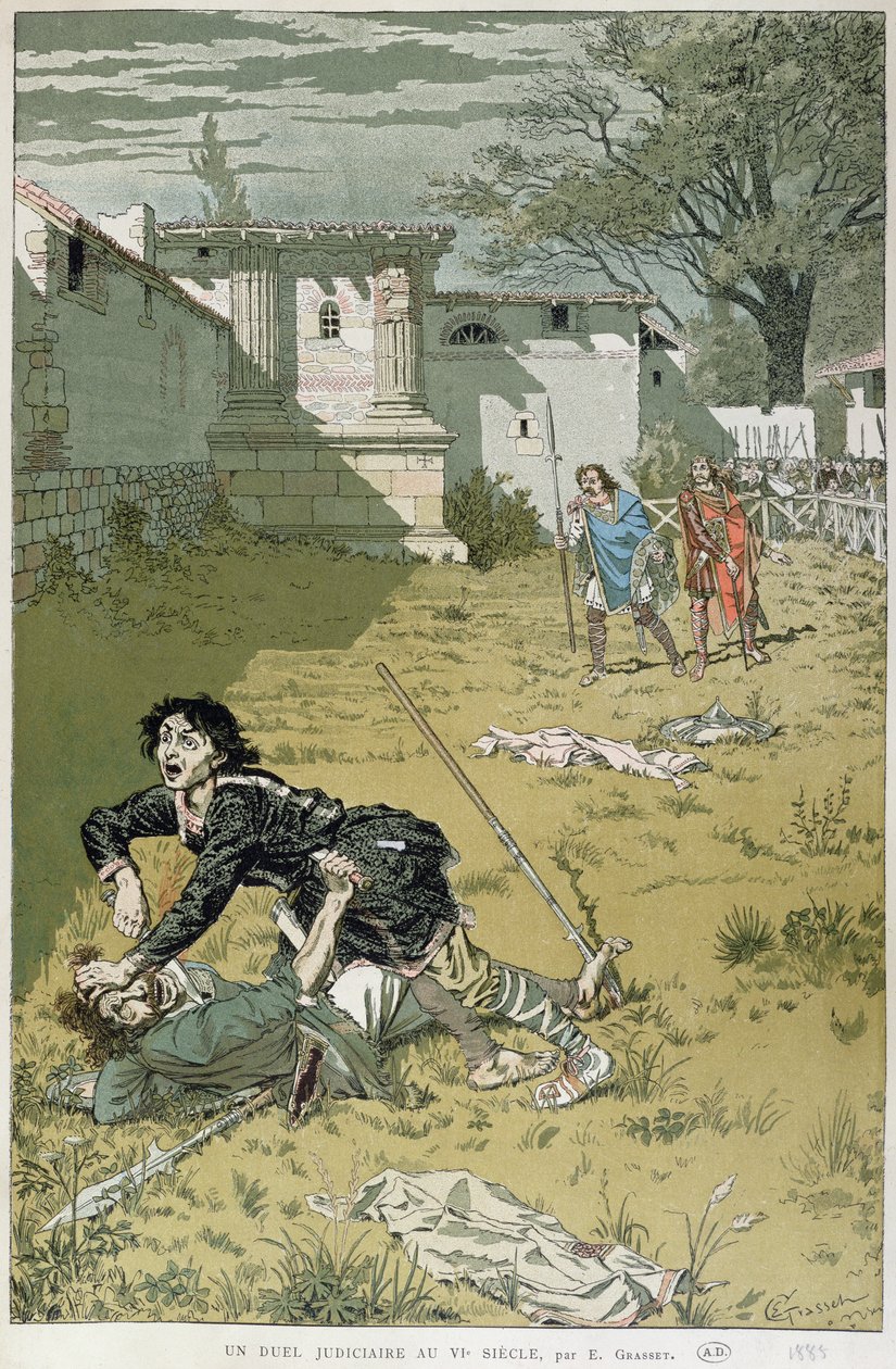 Een gerechtelijk duel in Merovingische tijden, 1888 door Eugene Grasset