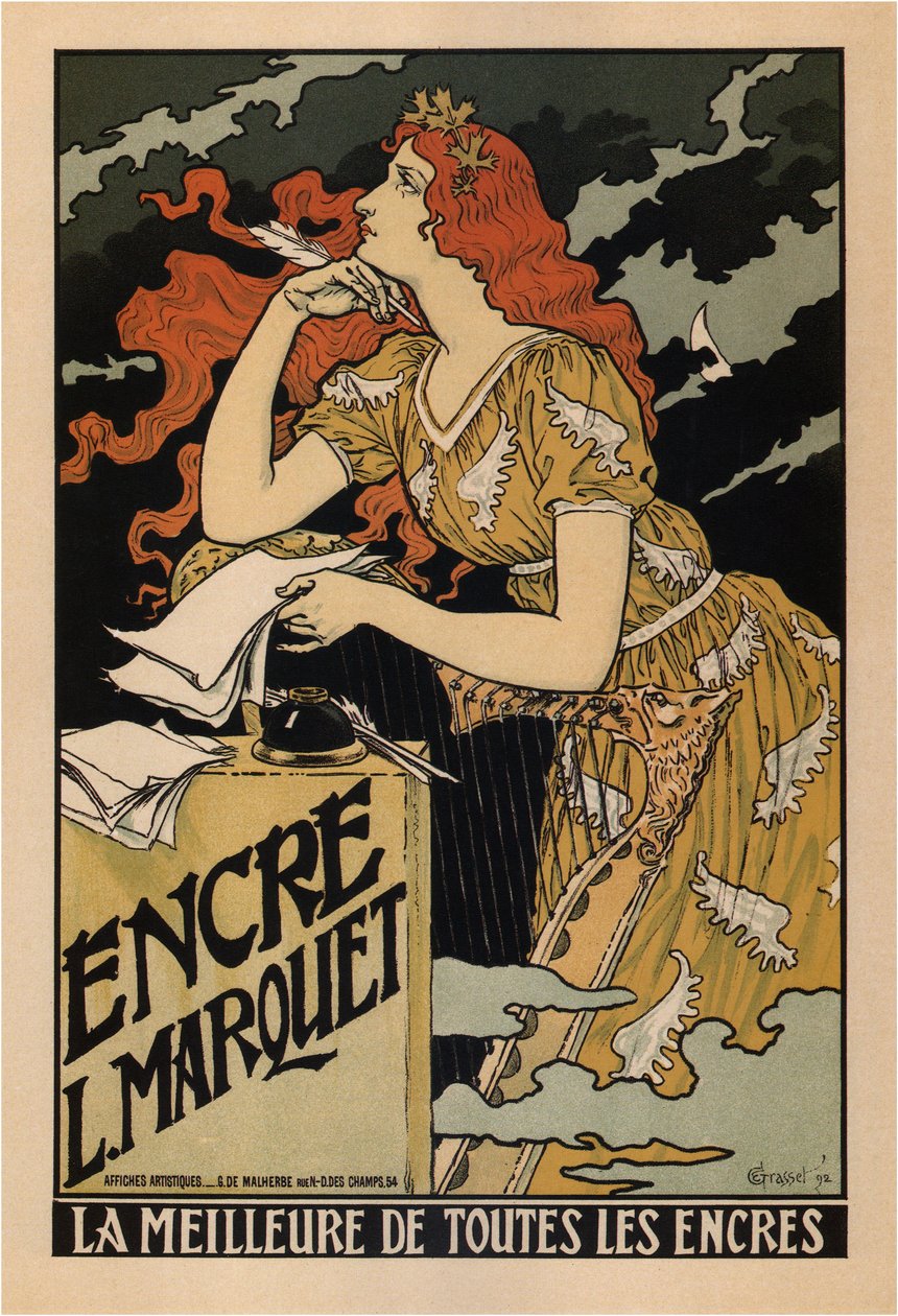 Encre L. Marquet Poster, 1892 door Eugene Grasset