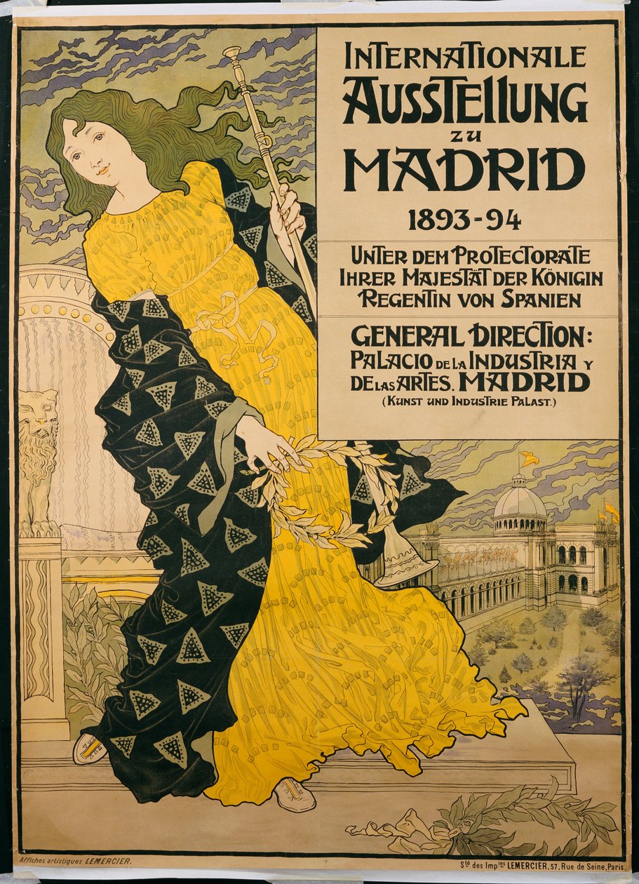 Poster ter promotie van "Internationale Tentoonstelling in Madrid", 1893 door Eugene Grasset