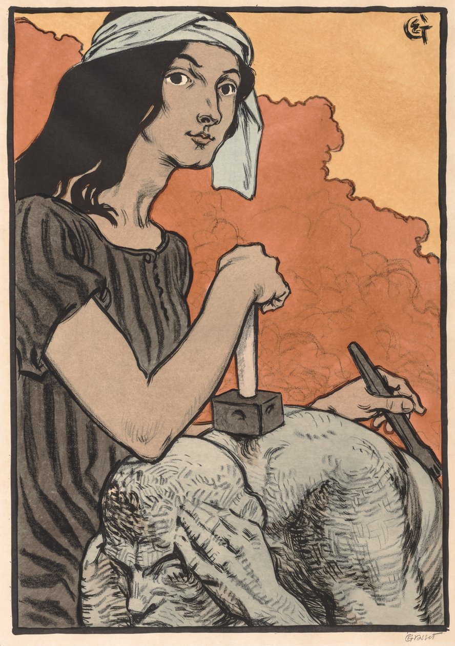 Beeldhouwster door Eugene Grasset