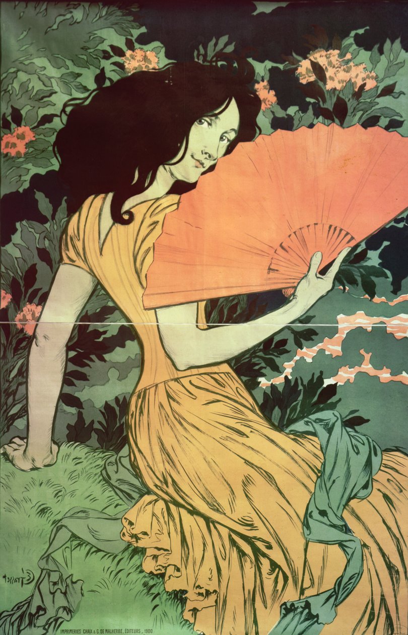 Vrouw met een waaier, 1900 door Eugene Grasset