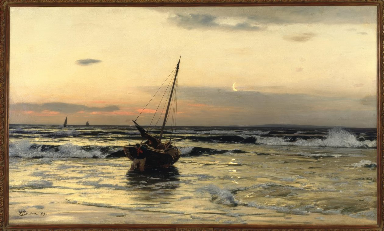Zonsondergang aan zee door Eugene Gustav Dücker