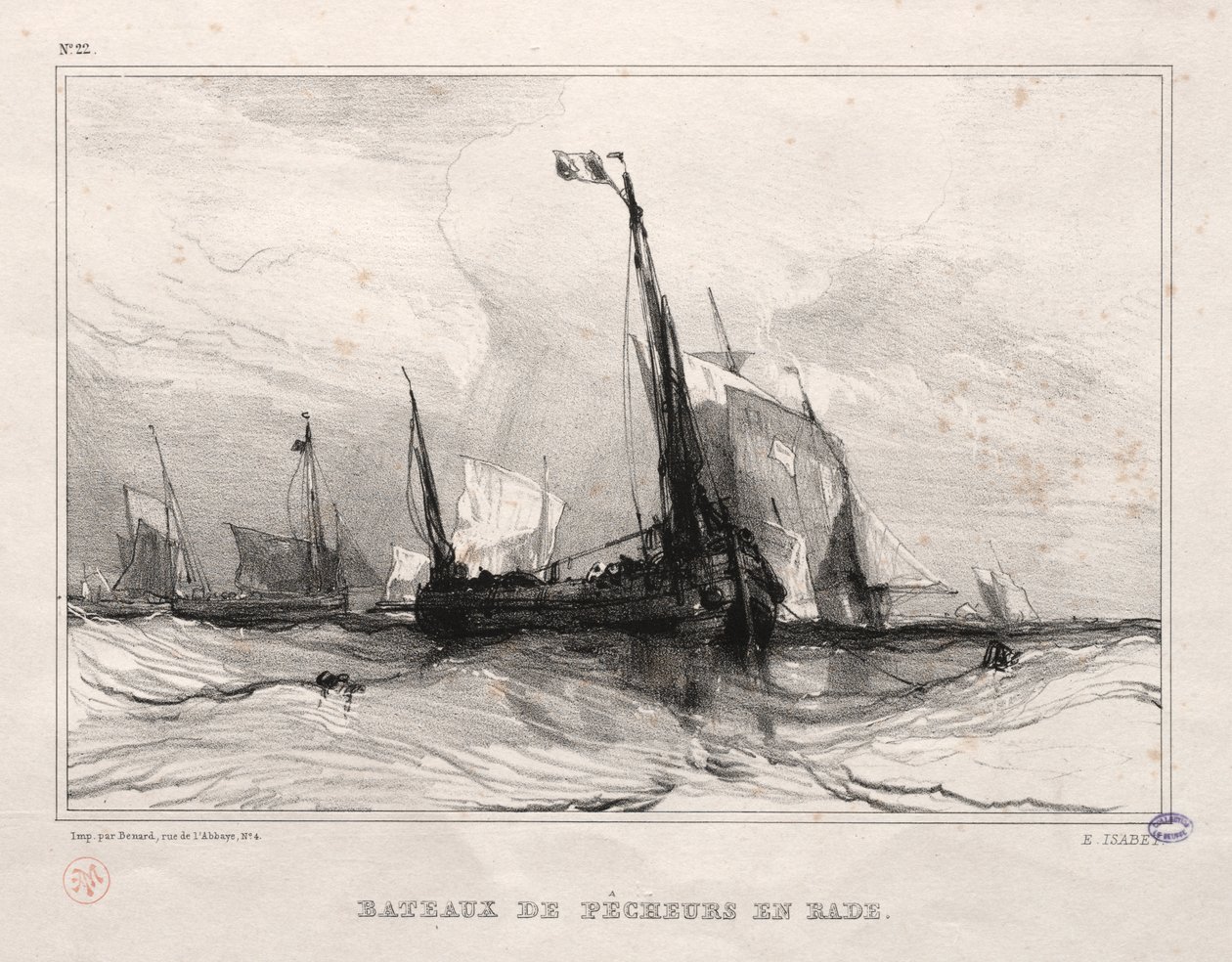 Vissersboten voor anker door Eugene Isabey