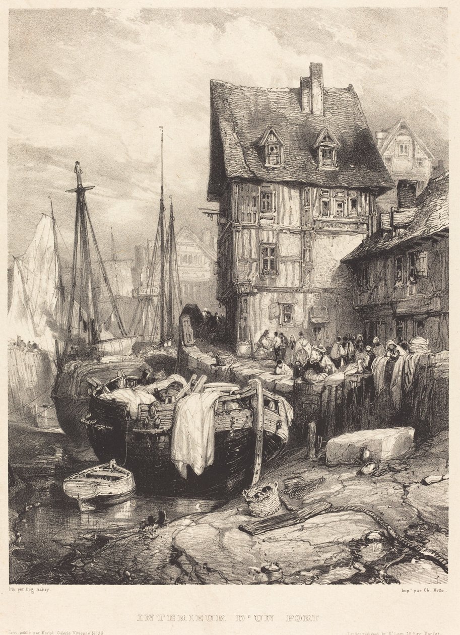 Interieur van een haven door Eugene Isabey