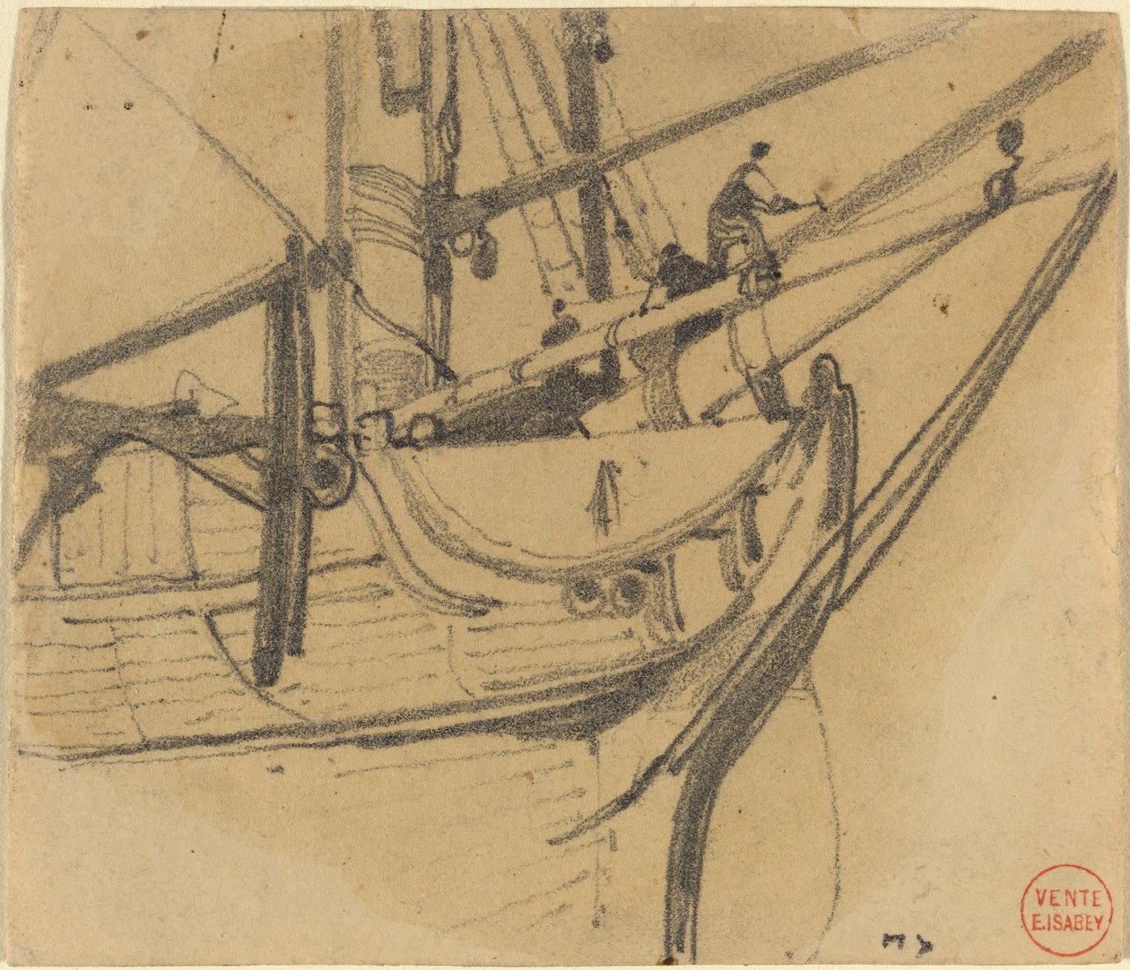 Mannen repareren de boom door Eugene Isabey