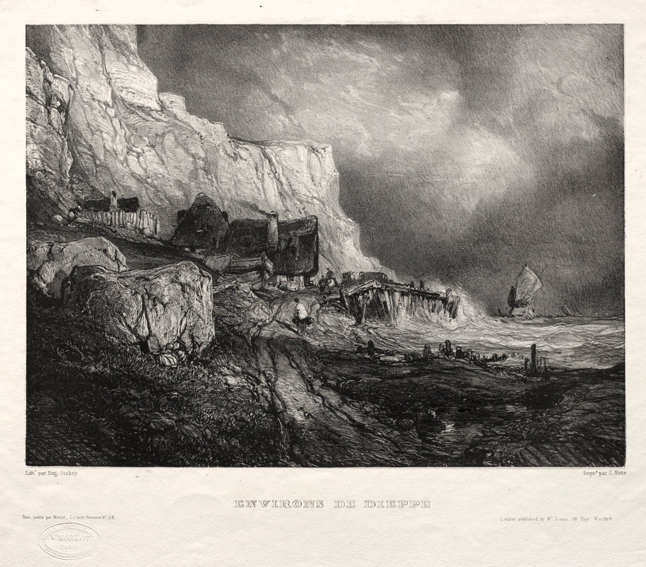 Zes marines: Environs de Dieppe, 1833 door Eugene Isabey