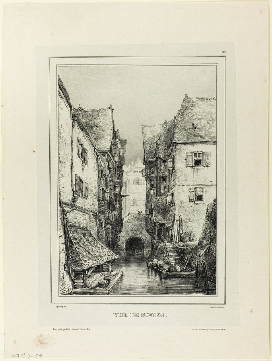 Uitzicht op Rouen door Eugene Isabey