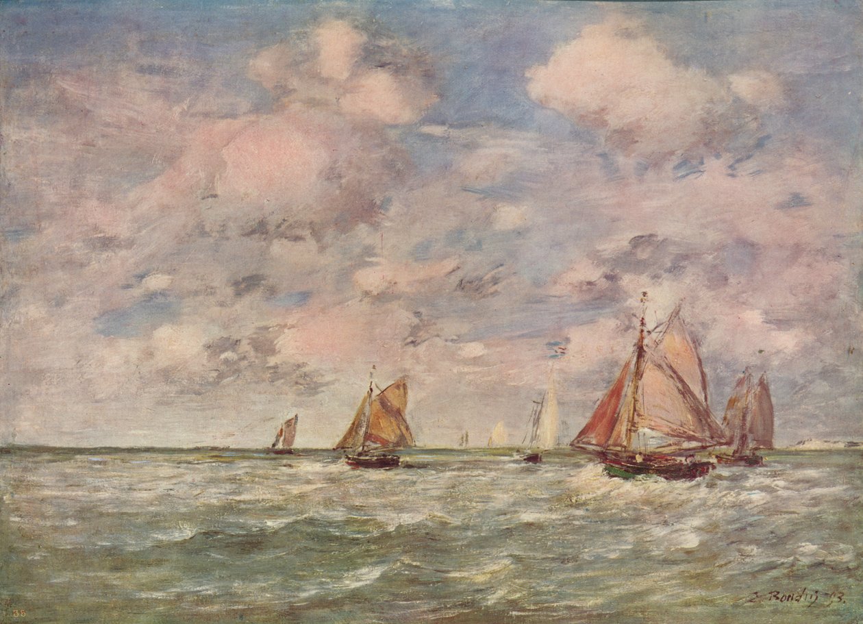 Een zeelandschap, ca. 1850 door Eugene Louis Boudin