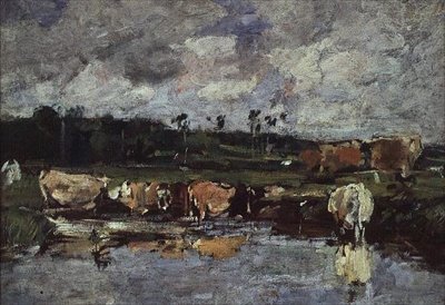 Dieren in een Vijver, ca. 1881-88 door Eugene Louis Boudin