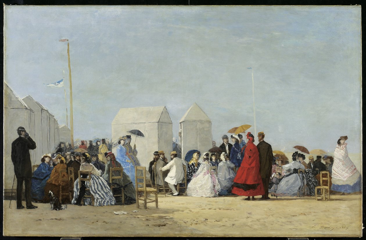 Strand bij Trouville, 1864 door Eugene Louis Boudin