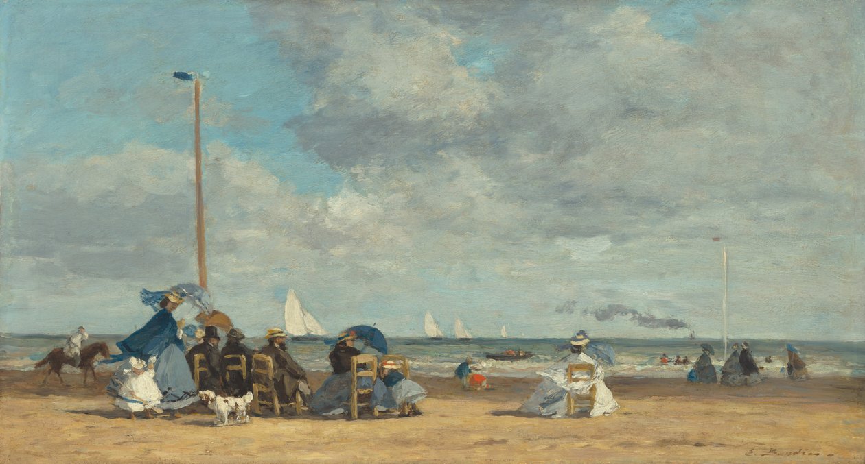 Strand van Trouville door Eugene Louis Boudin