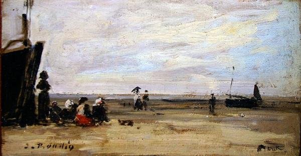 Strandscène door Eugene Louis Boudin