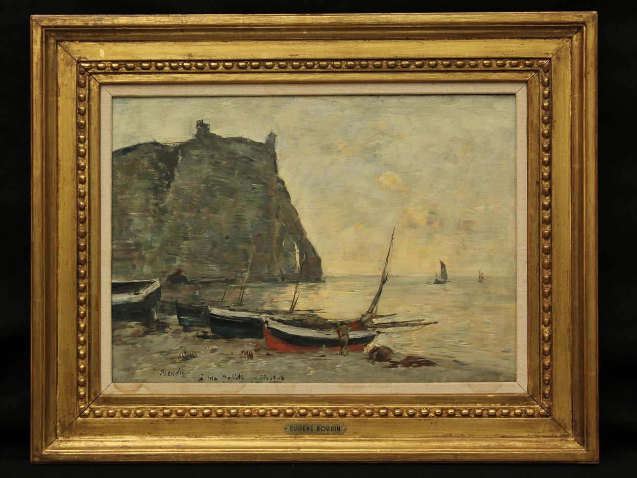 Boten bij Etretat, ca. 1860 door Eugene Louis Boudin